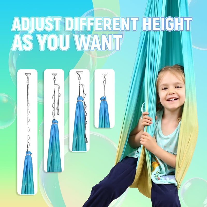 SUCHDECO Sensory Swing, Indoor & Outdoor Sensory Swing for Kids & Adults, Double Layer Therapy Cuddle Swing for Kid with Autism, Holds up to 300lbs, Blue - Image 5